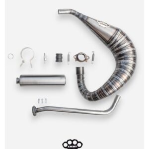 Blaster DBR Italian Made Right Bend Exhaust - Aluminum Silencer (raw steel)